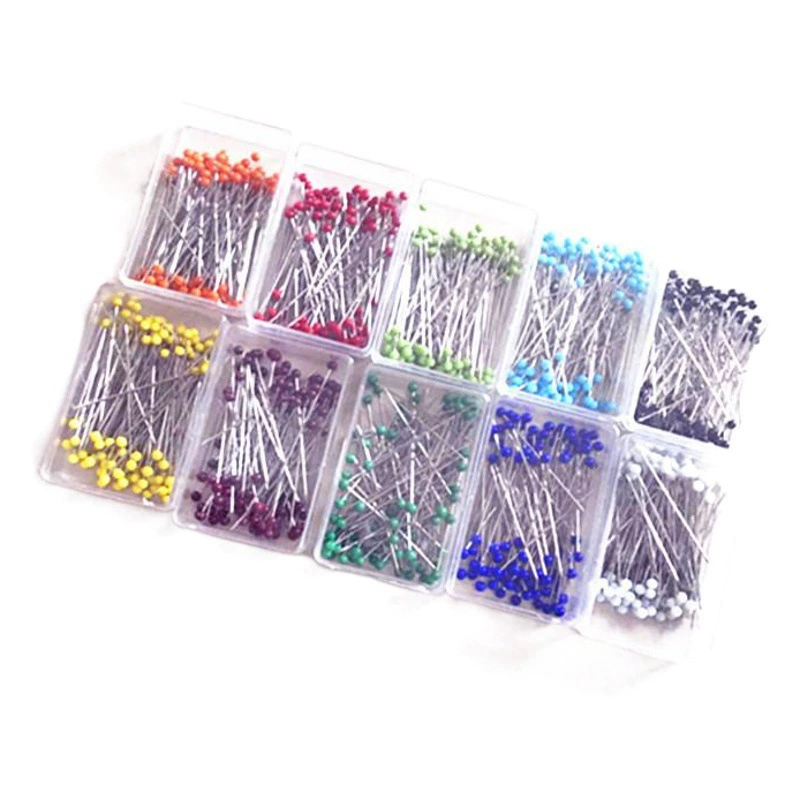 Оптовая цветная стеклянная головка из бисера игла для одежды Вертикальная резка позиционирование иглы высокая температура высокое качество Контактная коробка 38 мм