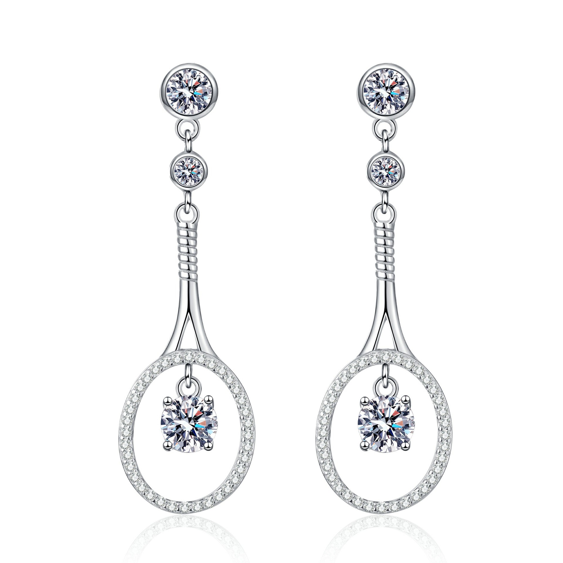 Pendientes de aro con borlas de moissanite color d plata_voghion.com