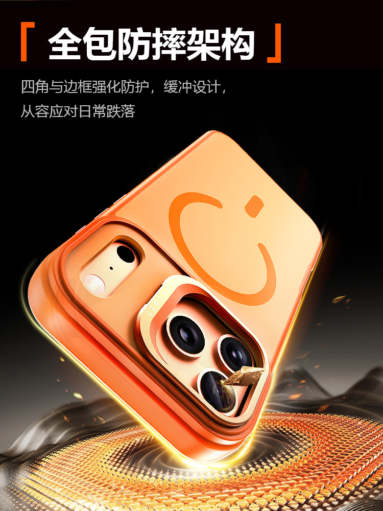 Ốp lưng trong suốt iPhone 17 Pro Max có chân đỡ ẩn, nam châm MagSafe, chống sốc — Lạc Xán Series - Đen, Lạc Xán Series - Xanh, Lạc Xán Series - Cam, Apple iPhone 17 Pro chi tiết 5
