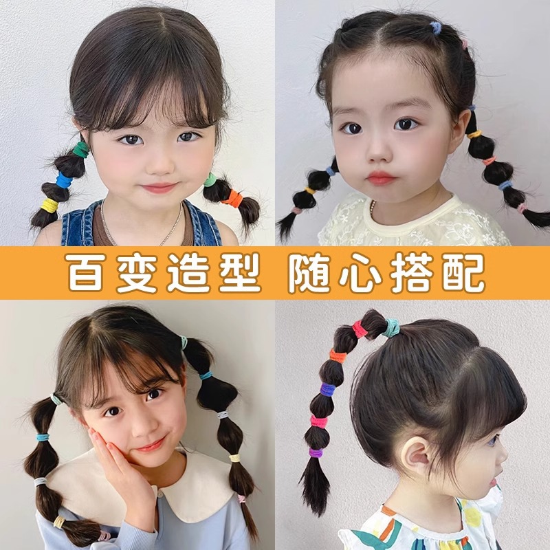 Banda de goma para niños lazo de pelo anillo de toalla anillo de pelo de niña bebé cabeza cuerda sin costuras no duele cabello trenza elástica alta