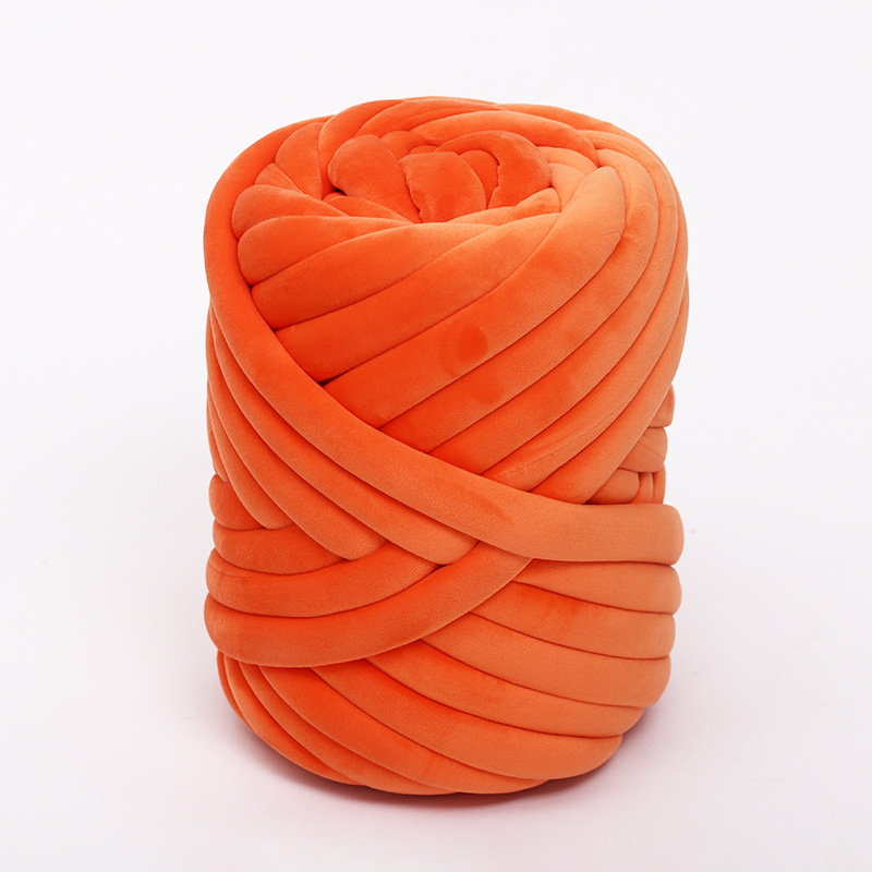 天鹅绒超柔水晶绒Ins布条冰岛超粗毛线手工编织毯子宠物猫窝抱枕