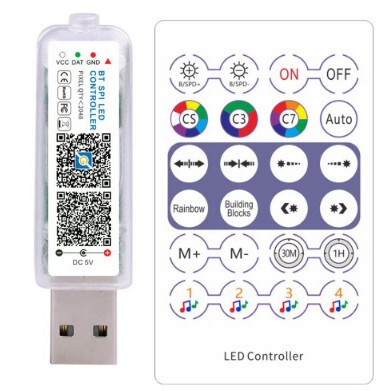 5V Magic Color Leather Line Light Controller Bluetooth Control Music Mode Custom Function Smudge Function Multiple Dynamics
