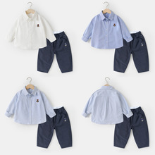右欧男童秋装学院风套装小童宝宝衬衫长裤子儿童装衬衣休闲裤男孩