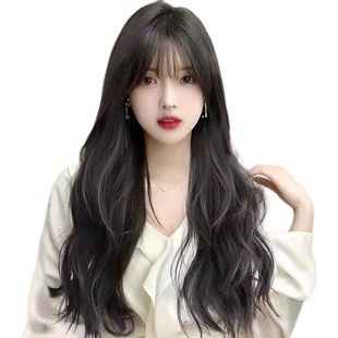Wig new trend natural realistic fluffy big wave long curly hair 2023 New Air bangs full head cover