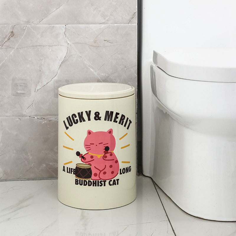 Customized Household Cream Style Press Trash Can High Color Value Household Kitchen and Bathroom Large Capacity Trash with Lid Customized Household Cream Style Press Trash Can High Color Value Household Kitchen and Bathroom Large Capacity Trash with Lid