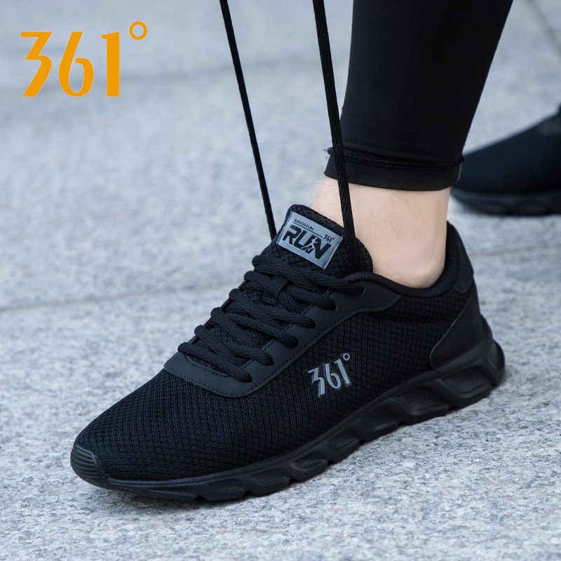 361 Men's Shoes Summer New All-Black Shoes Mesh Shoes Men's Breathable Mesh Shoes Running Shoes 361 Degree Sports Shoes Men