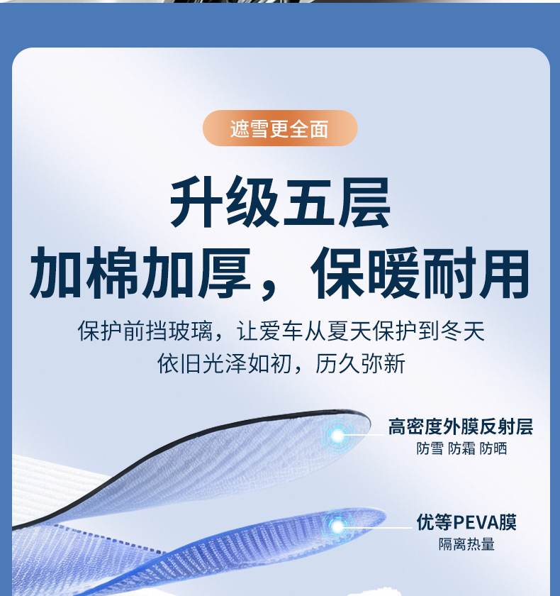 Car Laser Magnetic Thickened Car Clothing Sun Protection Sunshade Car Front Windshield Snow Cover Anti-Freeze and Snow Cover