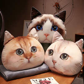 猫头靠垫喵星人抱枕 印花沙发飘窗靠垫 毛绒玩具创意抱枕