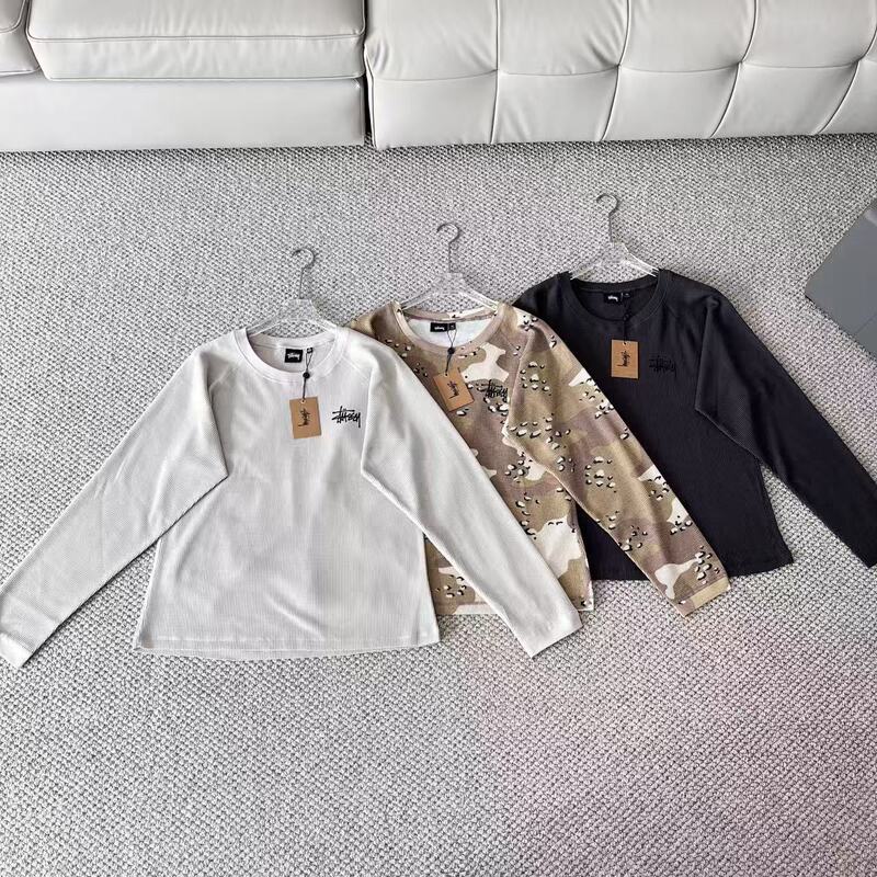 Cross-Border Stu American Street Style Camouflage Raglan Sleeve Waffle Long-Sleeve Sweatshirt with Vintage Logo Print Unisex Cross-Border Stu American Street Style Camouflage Raglan Sleeve Waffle Long-Sleeve Sweatshirt with Vintage Logo Print Unisex