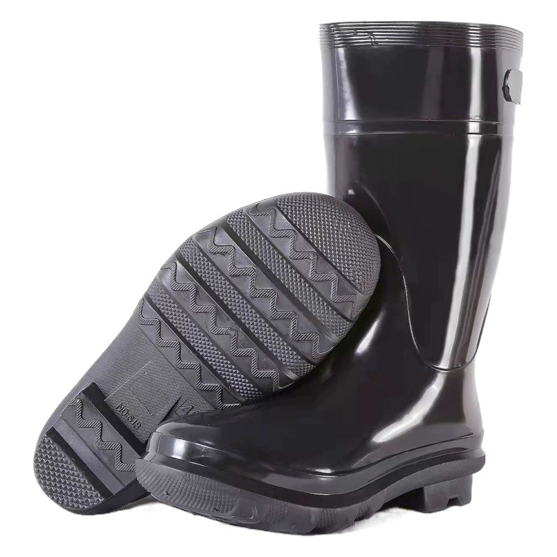 Черные защитные резиновые сапоги утолщенные Нескользящие износостойкие рабочие сапоги для защиты труда Подошва из говяжьего сухожилия Средняя труба Высокая труба Защита рабочей площадки
