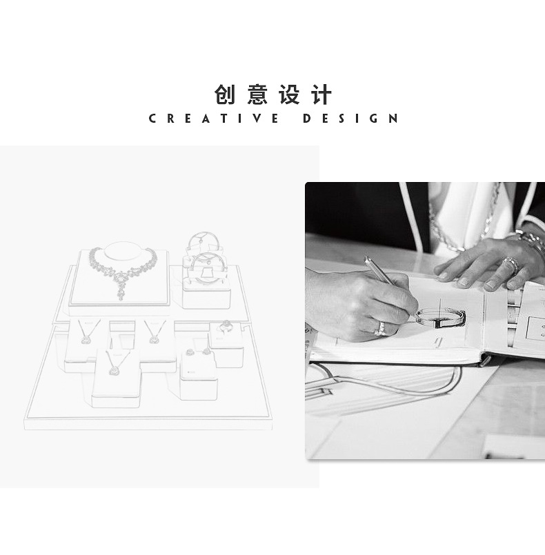 A020-(22-14)灰配白色拉丝平柜展示陈列-(今伟创系