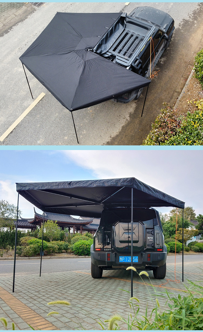 Customized 270 ° Fan-Shaped Canopy Suv Car Side Aluminum Alloy Oxford Cloth Outdoor Camping Tent Mobile Sunshade