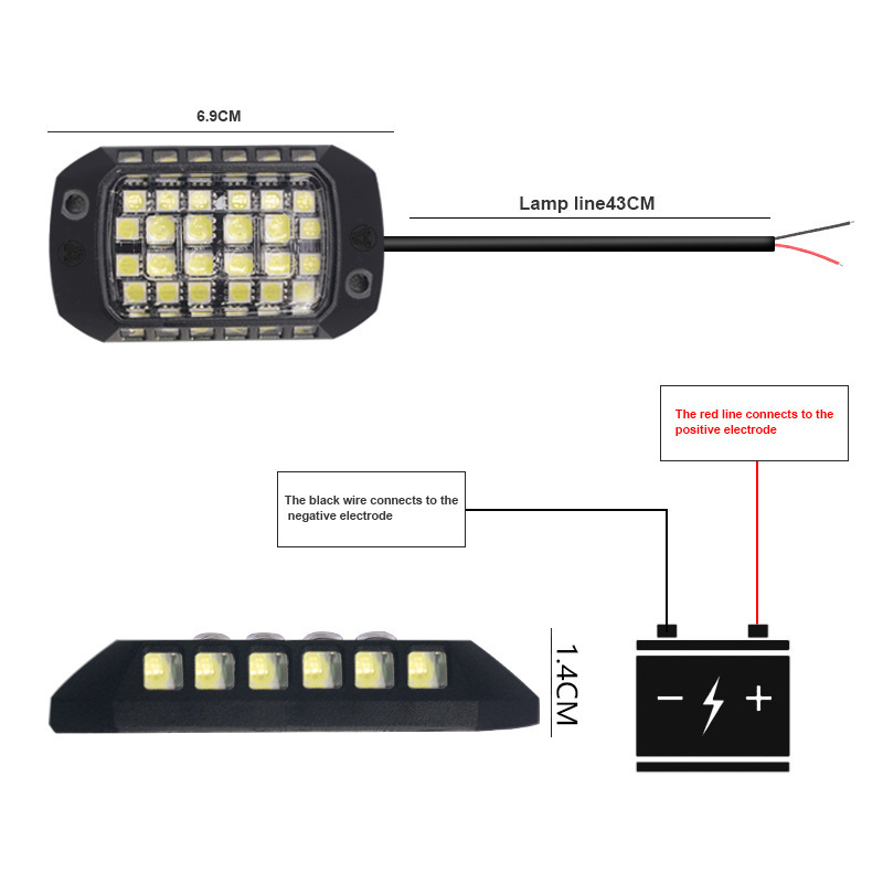 Cross-border off-road vehicle 3D lens single-color chassis light 36 LED beads 5050 motorcycle 12V lens car chassis light