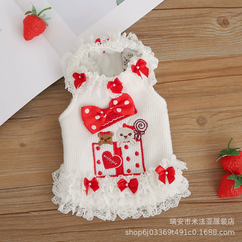 Mifaya одежда для домашних кошек и собак на флисовой подкладке утепленное осенне-зимнее рождественское Новогоднее кружевное платье принцессы с кроликом в подарочной коробке