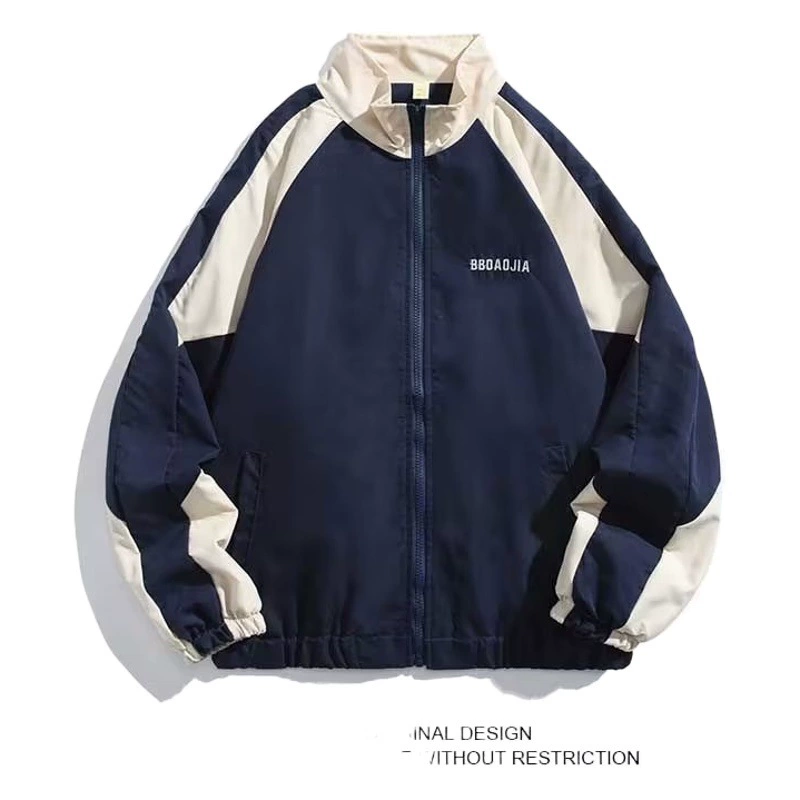 Винтажная куртка с воротником-стойкой в японском стиле контрастных цветов, Мужская весенне-осенняя Модная брендовая свободная повседневная куртка в студенческом стиле для пары