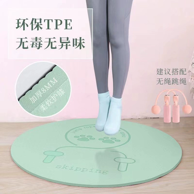 Производитель круглых скакалок, черный коврик высокой плотности, Профессиональный утолщенный амортизирующий коврик из ТПЭ для дома, нескользящий коврик для медитации