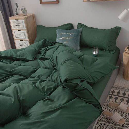 Solid color skin-friendly single quilt cover, Nordic simple style bed sheet four-piece set bedding student dormitory three-piece set