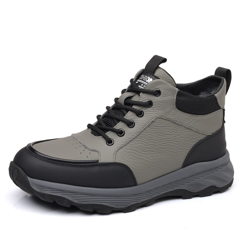 Invierno de piel de vaca de nuevo algodón hombre zapatos de piel de lana zapatos deportivos cálidos zapatos casuales de hombre zapatos de hombre