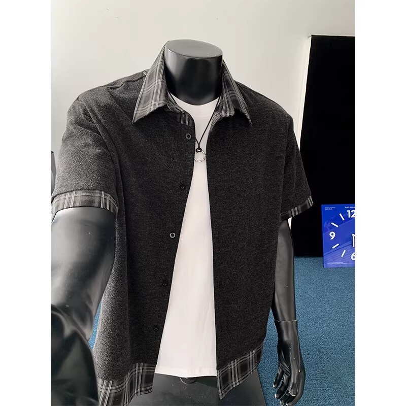 Retro Plaid Loose Short-Sleeved Shirt for Men and Women 2026 Summer New Style Lapel Cardigan Versatile Short-Sleeved Jacket Trendy