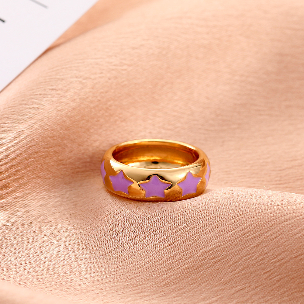 Cross-border New Oil Drop Star Ring Creative Color Drop Oil Geometric Ring Finger Ring Index Finger Ring Tail Ring display picture 5