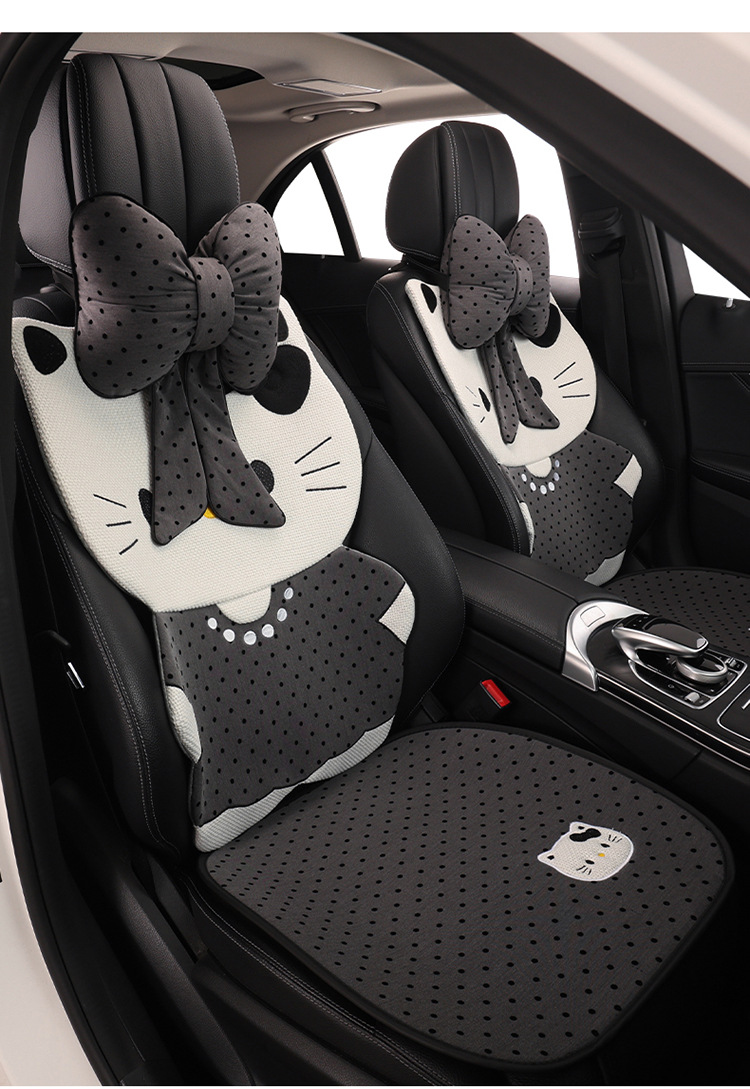 Cat Car Seat Cushion Cartoon Style Breathable Non-Slip Seat Pad Universal for All Seasons Car Seat Cover Summer General Use