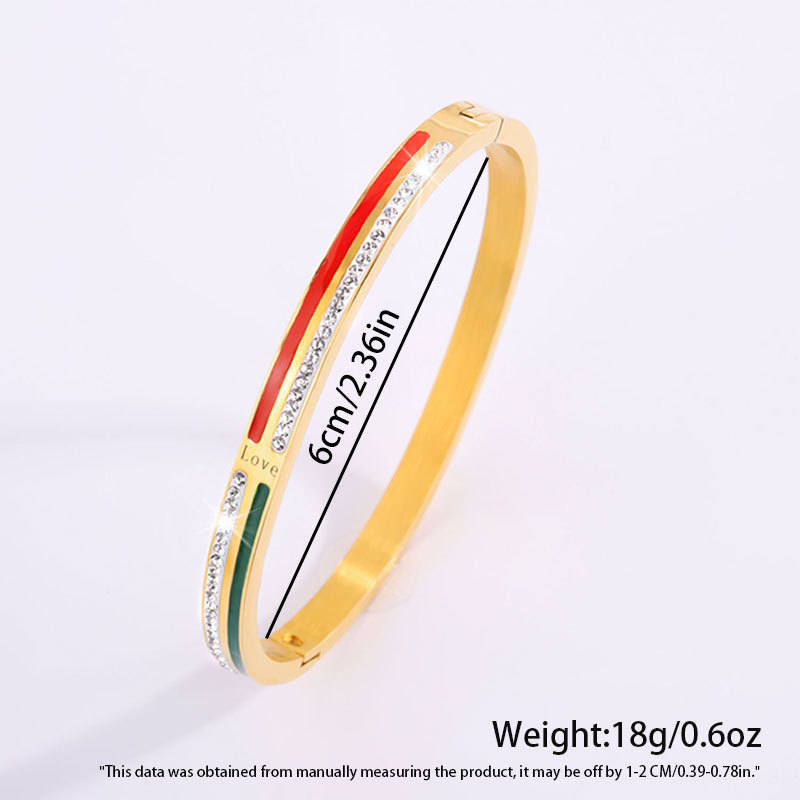 Brazalete de acero de titanio diseño de personalidad LOVE goteo de aceite brazalete de diamantes mujeres lujo ligero nicho transfronterizo brazalete de alto nivel image 7