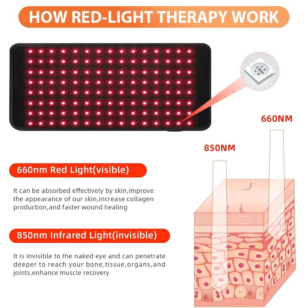 120 lámparas cinturón de luz roja instrumento de belleza manta de luz roja calentamiento masaje de salud led cinturón de fisioterapia de luz roja image 4