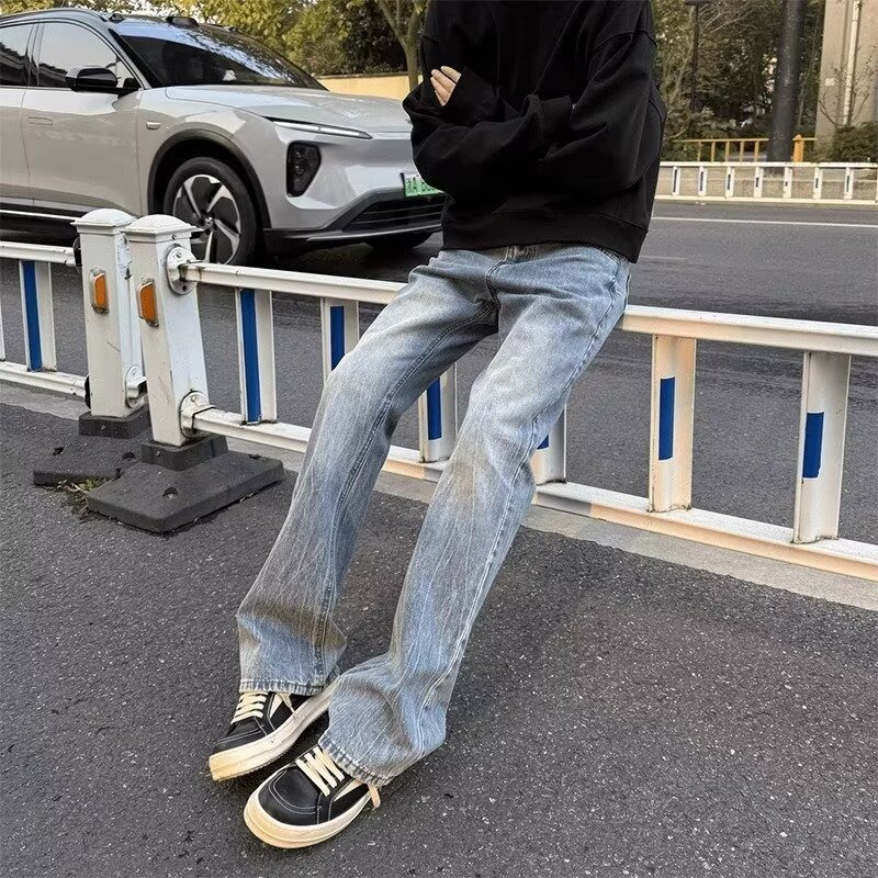 Hong Kong trend hombre nuevo estilo personalizado relámpago texturas vaqueros jeans de estilo de moda de alta calle pantalones de estilo de estilo de moda