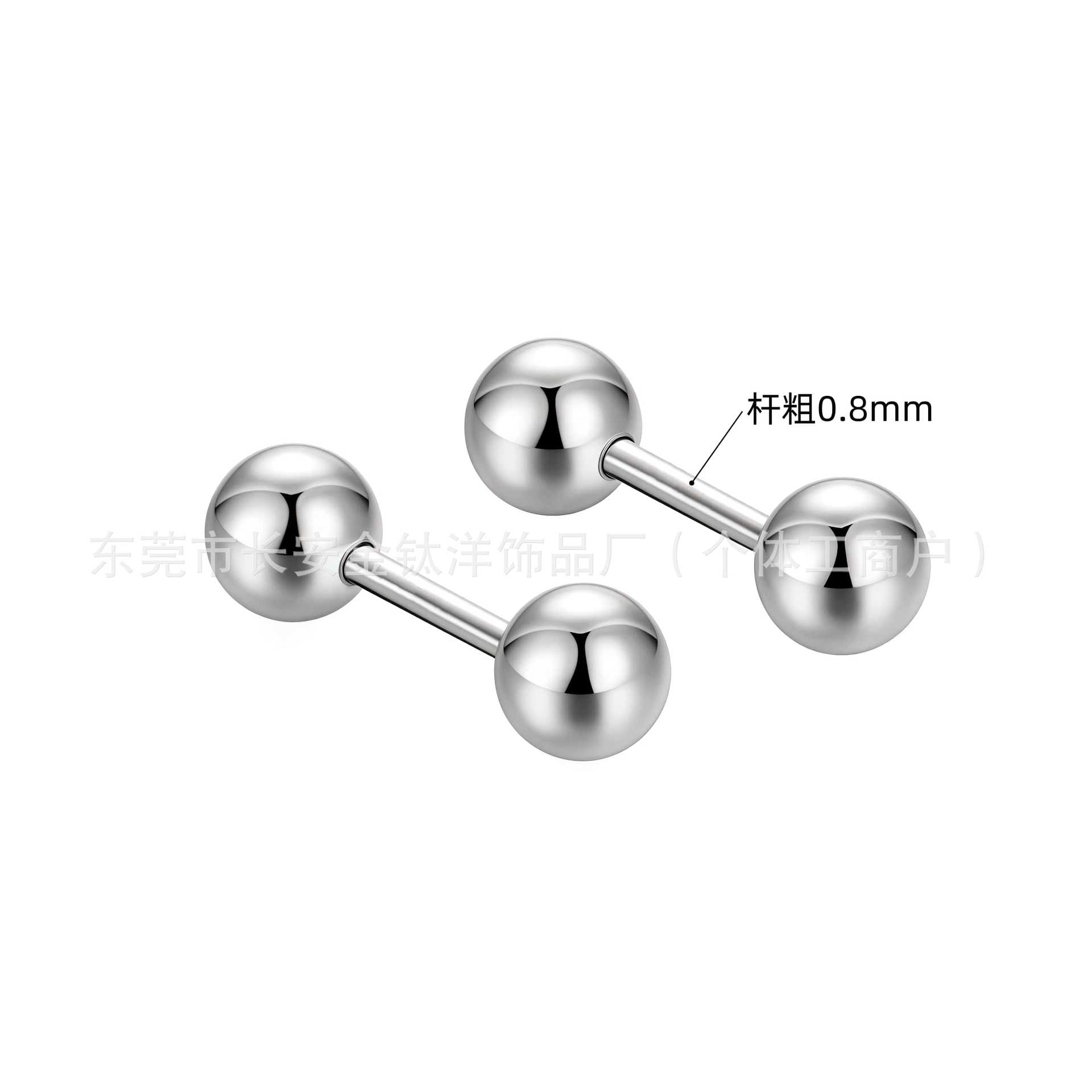 G23 Titanium 0.8mm External Thread Straight Rod Ball Lip Nose Ear Piercing Jewelry detail image 8