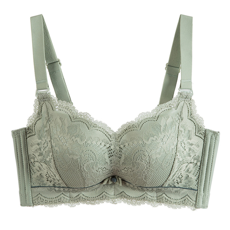 Nueva ropa interior popular sujetador pequeño para mujer Super push up 6CM grueso sujetador de borde de encaje inalámbrico taza no vacía 9060