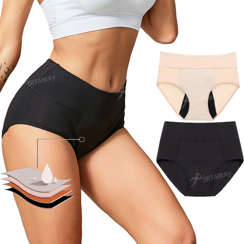 New Product Wholesale 4-Layer Menstrual Underwear Cotton High-Waisted Water-Absorbent and Leak-Proof Women's Menstrual Underwear