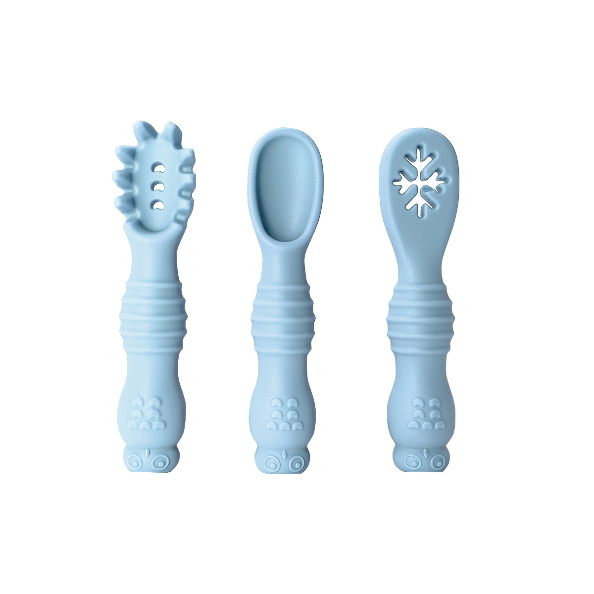 Búho bebé comiendo tenedor cuchara bebé entrenamiento comida complementaria pasta de arroz tenedor cuchara silicona mango largo molar suave tenedor cuchara fábrica