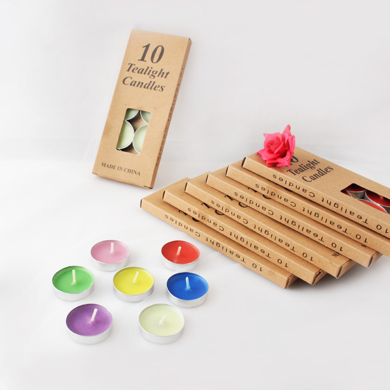 Venta al por mayor fuego pintura sello calefacción té cera 10 paquete té hirviendo aislamiento romántico Ronda 1,5 horas llenado té vela