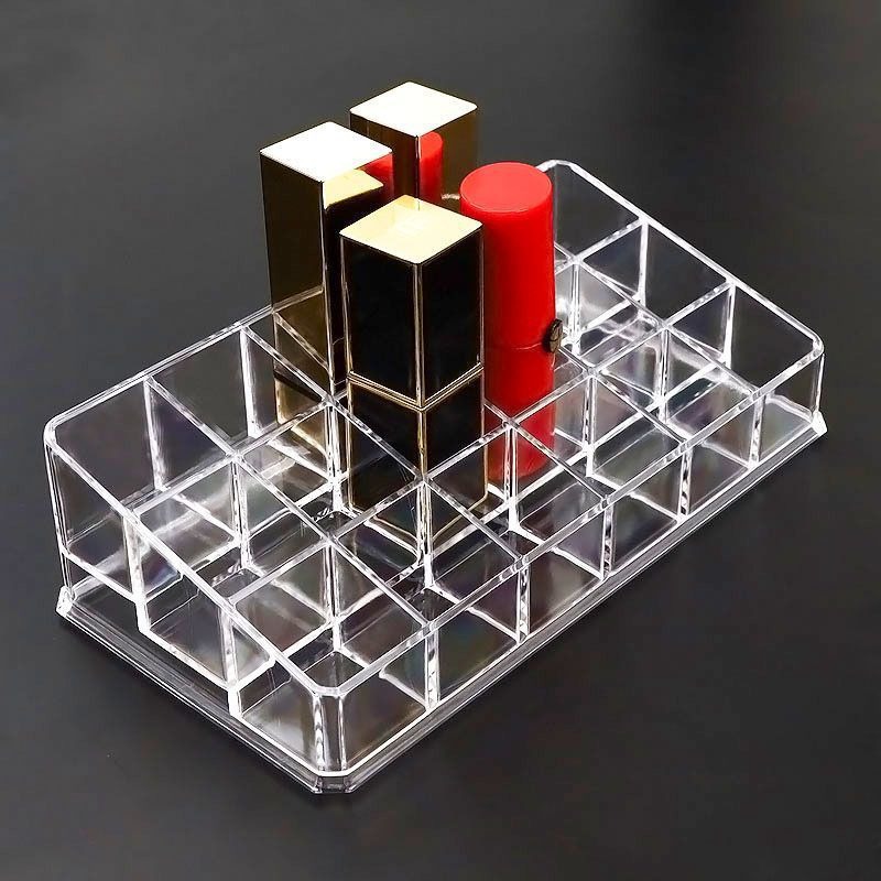 Acrílico transparente cosmético lápiz labial lápiz labial multi-rejilla soporte de exhibición de escritorio caja de almacenamiento venta al por mayor venta directa de fábrica