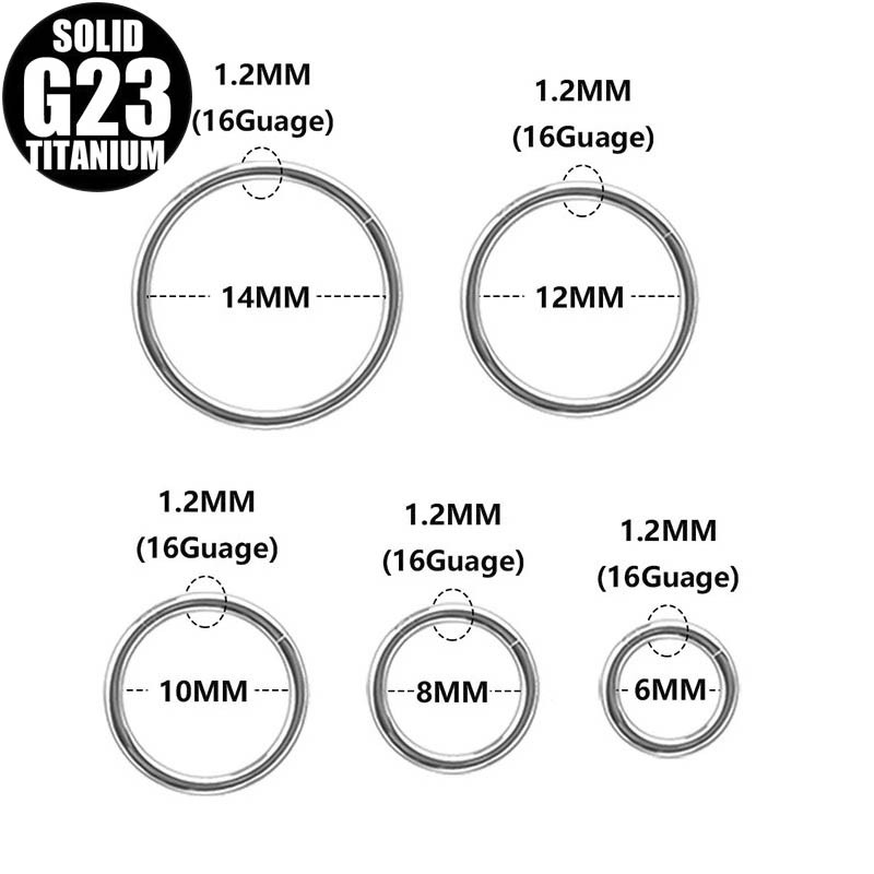 F136 Titanium Alloy Seamless Nose Ring - Gold 1.2x12mm Closed Ring for Nostril Piercing detail image 12