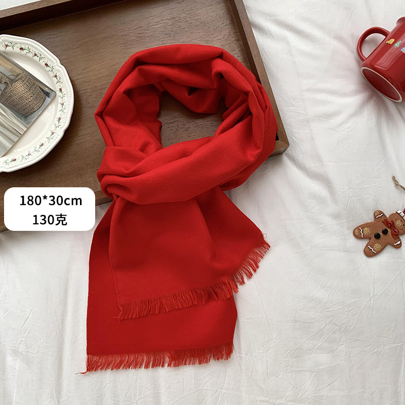 Bufandas cálidas de invierno Año Nuevo nuevo bufandas de cachemira rojas de Angola con bordas amplio bufandas gruesas