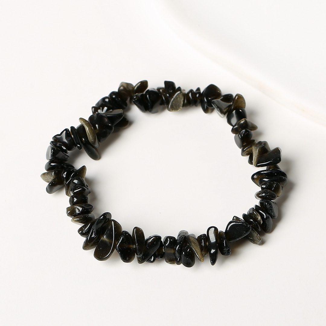 Pulsera de anillo único de piedra de cuartil natural irregular pulsera de cuerda elástica de piedra original estilo fresco simple y versátil