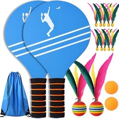 Set of Badminton Racket and Shuttlecock - Wooden Racket, Shuttlecock, for Children, High-Quality Indoor Badminton and Ping Pong Equipment