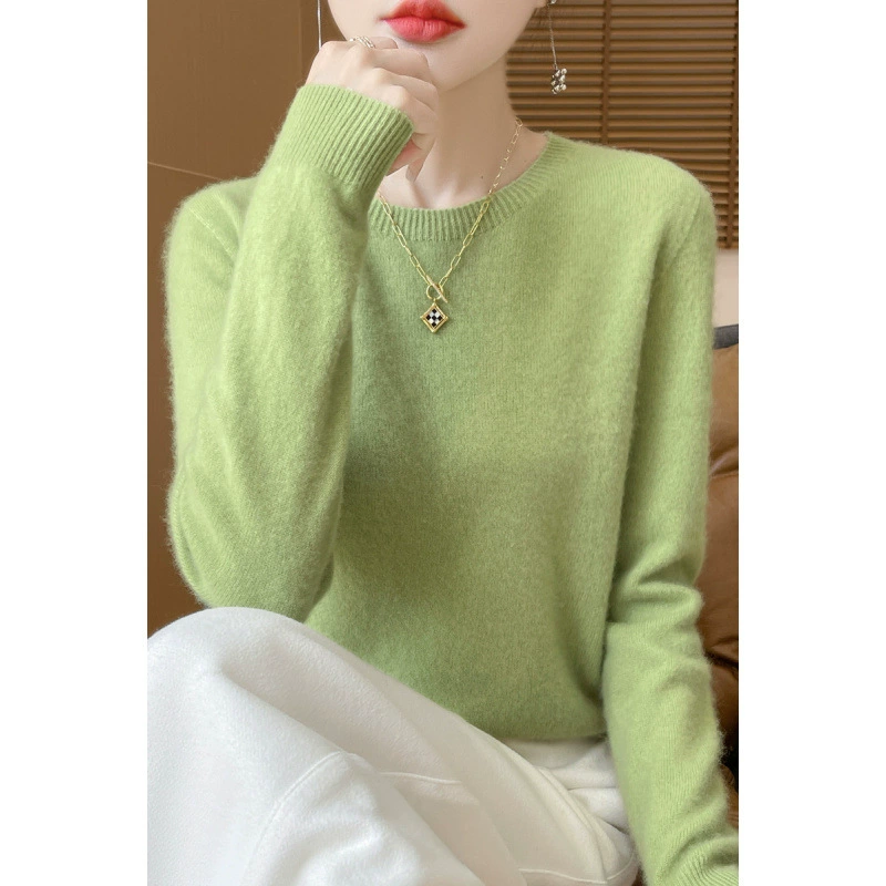 Первая линия одежды 100 чистый шерстяной свитер женский чистый шерстяной свитер с круглым вырезом