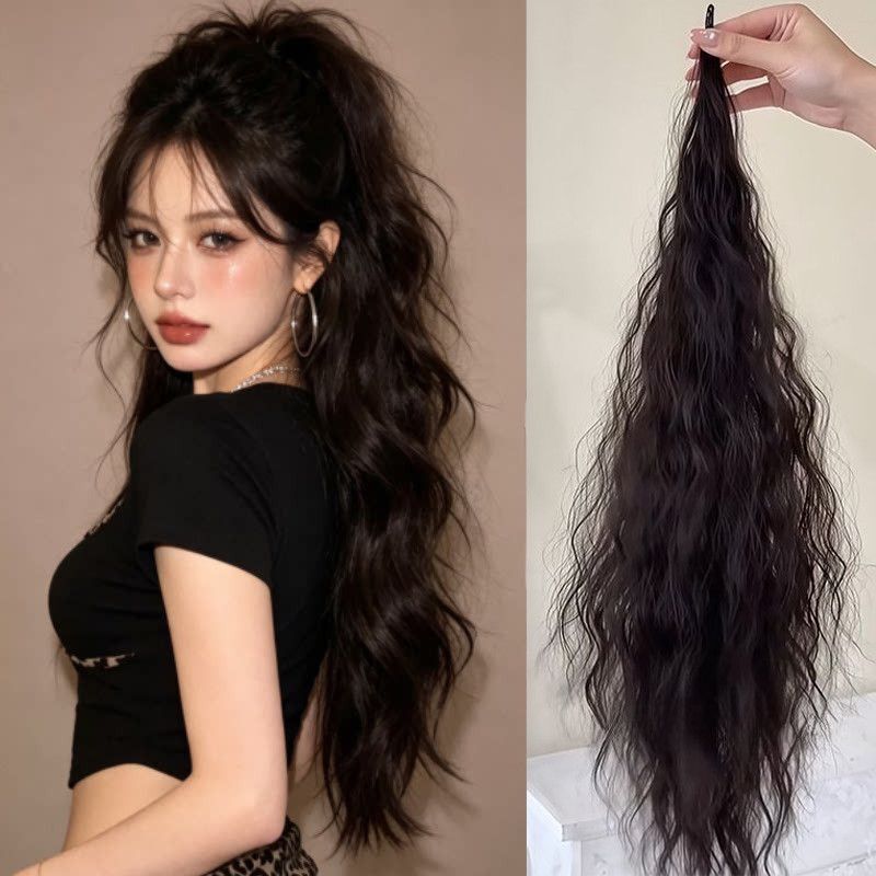 Self-winding magic wand wool curly ponytail, voluminous and full, for adding hair volume, braided wig, sweet and charming style, low ponytail wig Self-winding magic wand wool curly ponytail, voluminous and full, for adding hair volume, braided wig, sweet and charming style, low ponytail wig