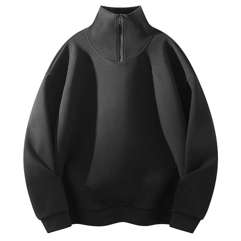 Felpa in velluto calda con collo alto, calda e semi aperta, casual, versatile, nuova collezione autunno e inverno da uomo_voghion.com