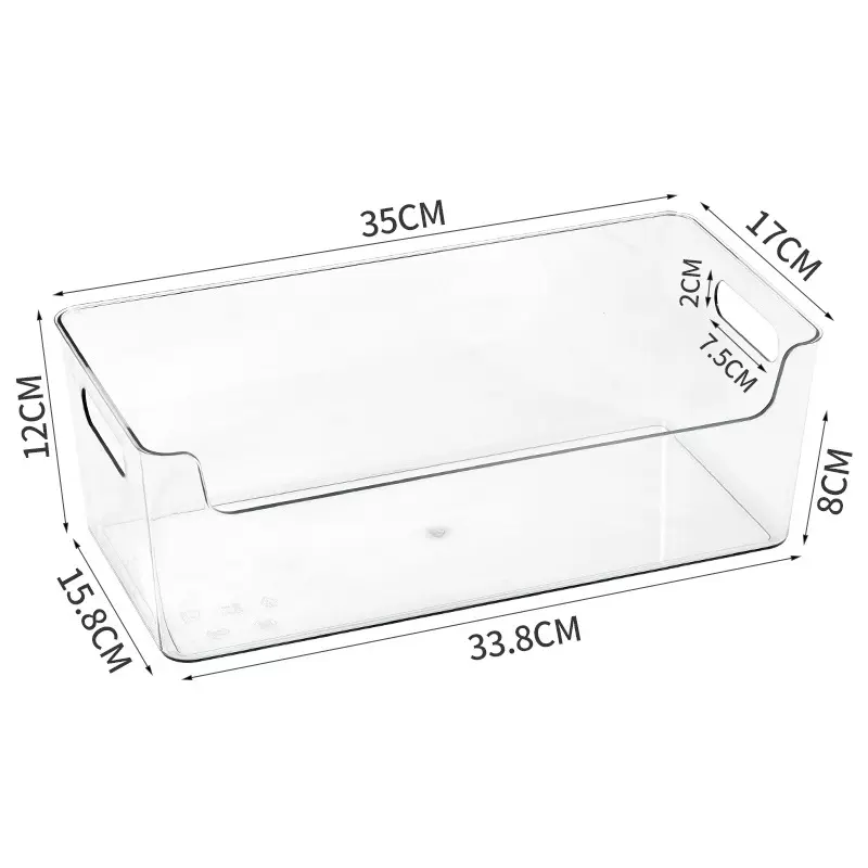 厂家定制桌面收纳盒厨房透明储物盒冷冻蔬果大容量冰箱塑料收纳筐