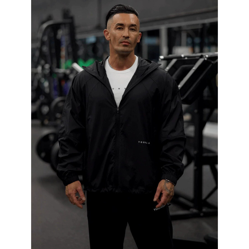 Youngla American-Style Jogger Men's Sun Protection Clothing for Sports and Fitness, Quick-Drying, Breathable, Elastic Zipper, Tight-Fitting Training Wear