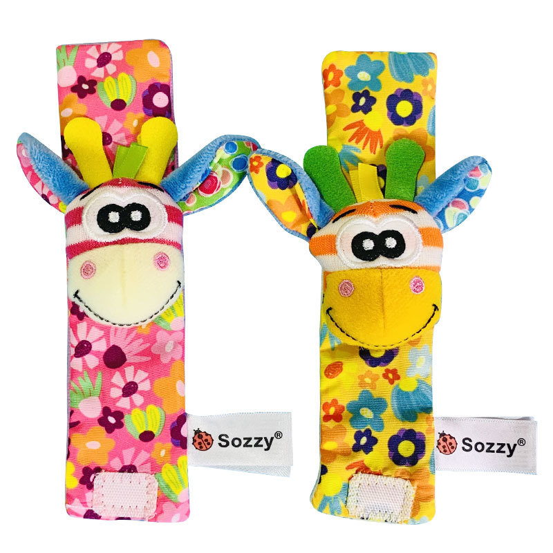 Sozzy lindo animal muñeca Bell calcetines bebé educación temprana sonando papel bebé sonajero juguete de peluche