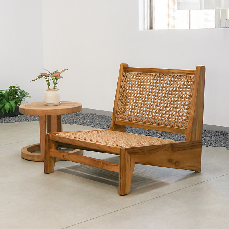 Sofá de madera maciza al aire libre patio jardín villa muebles de ocio al aire libre impermeable sofá de teca anticorrosivo