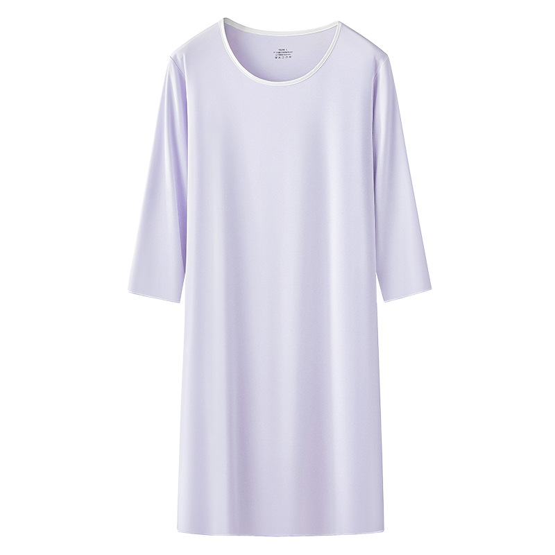 80 camisones de mujer de primavera y verano de algodón modal de lujo alto, mangas tres cuartos, agradables para la piel y cómodos, piernas largas, pijamas para salir