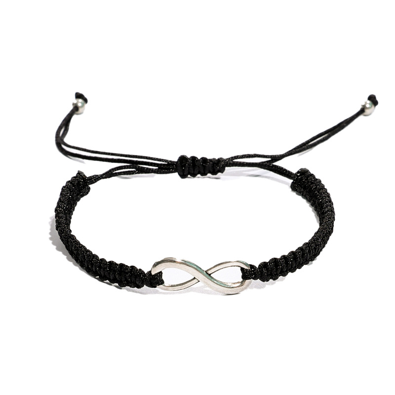 Día de San Valentín transfronterizo de Europa y los Estados Unidos 8 palabras pareja conjunto de pulsera ajustable trenzado infinito símbolo cuerda de mano mujer