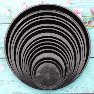 Round Flower Pot Black flat edge tray plastic bottom support multi-specification plastic water tray succulent flower pot tray chassis