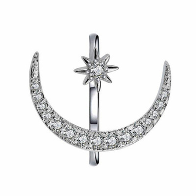 1 Piece Simple Style Moon Alloy Plating Rhinestones Women's Open Ring display picture 8