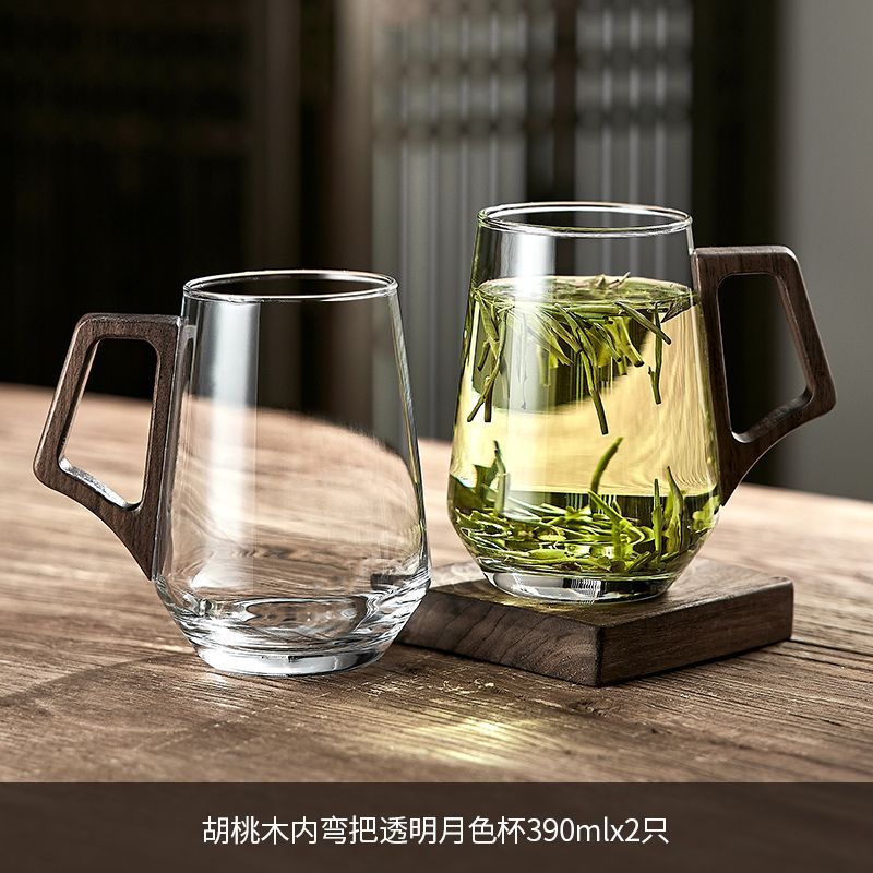 [2종세트] 내부 곡선 손잡이 투명 역컵 390ML